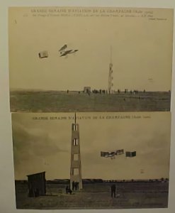 FRANCE BIPLANE 1909 PICTURE CARDS 2 DIFF MINT