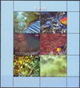 Djibouti 2011 Marine Life Fishes (2) Sheet MNH** Cinderella !