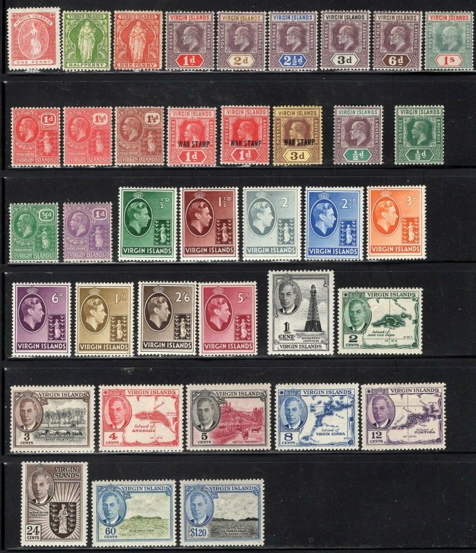 Virgin Islands 1889-1952 Mint Selection 38 Stamps CV$125