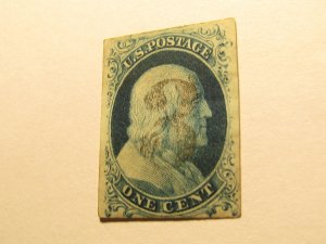 US Stamps Scott #7, Used, SCV $180.00 for: B Relief from PLATE 2, w/Certificate,