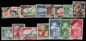 ZANZIBAR SG358/72 1957 DEFINITIVE SET FINE USED(SG370 IS MTD MINT)