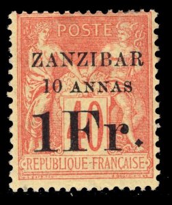 MOMEN: FRENCH ZANZIBAR SC #16 1894 MINT OG H SIGNED $475 LOT #68681*