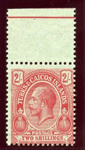 Turks & Caicos 1921 KGV 2s red/emerald superb MNH. SG 138b. Sc 34b.