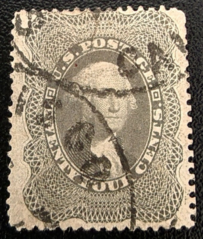 Scot Stamp# 37 - 1860 Used 24¢ Washington.  SCV $400.00