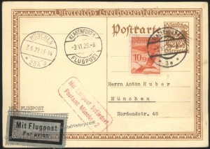 Austria 1927 Vienna Munich Flight Flugpost Airmail Cover Beethoven PPC 110603