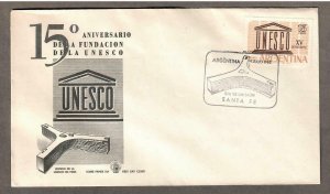 Argentina Airmail # C80 , 15th Anniversary of UNESCO - FDC - I Combine S/H