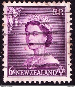 NEW ZEALAND 1954 QEII 6d Purple SG729 Used
