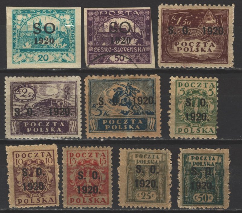 COLLECTION LOT 7955 EASTERN SILESIA 10 STAMPS 1920