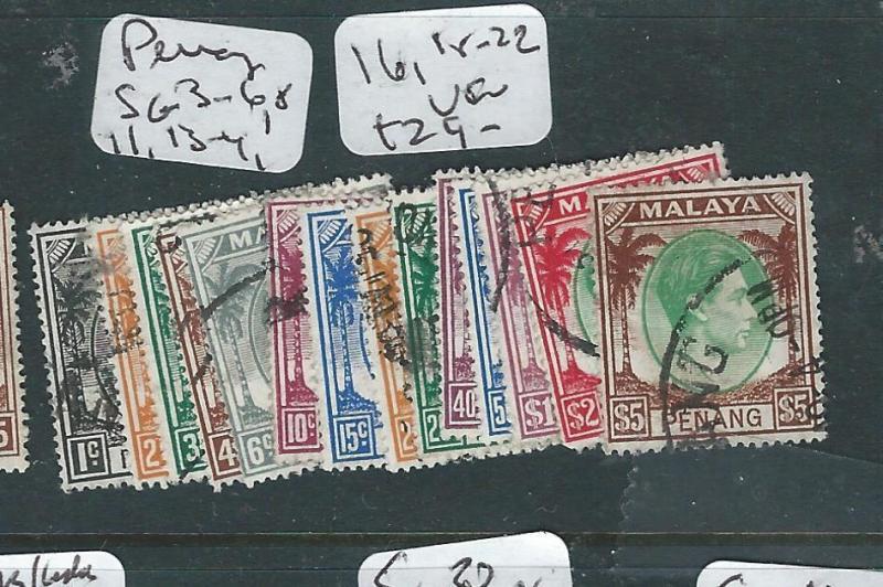 MALAYA PENANG  (PP3007B) KGVI SG3-6, 8,11,13-4, 16, 18-22  VFU