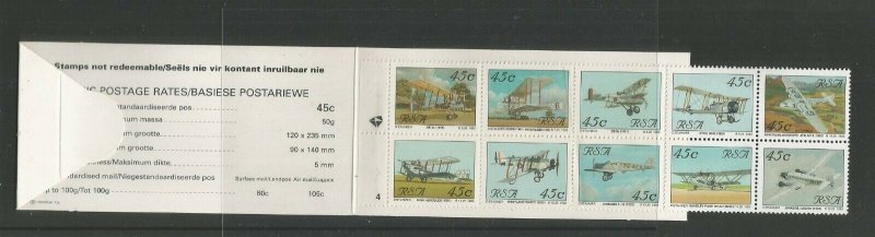 South Africa 1993 Aviation Booklet of 10 With Plate Number 4 UMM