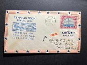 1930 USA Zeppelin Cover Akron OH to Battle Creek MI ZRS4 Zeppelin Dock