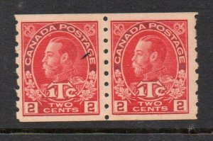 Canada Sc MR6 1916 2c + 1 c G V War Tax coil stamp pair mint