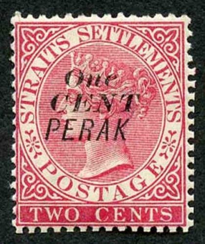 Perak SG39 ONE CENT on 2c (type 36) M/Mint (corner crease) 