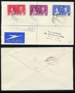 Basutoland 1937 Coronation on a Cover