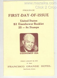 1972 DWIGHT EISENHOWER 1395c BOOKLET PANES CEREMONY PROGRAM & 2 FDCs cv $32+