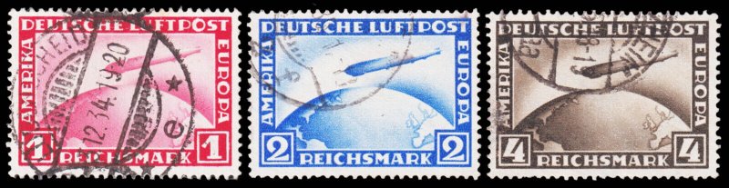 Germany Scott C35-C37 (1928-31) Used F-VF Complete Set, CV $118.00 C