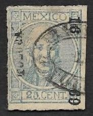 SMI) 1872 MEXICO, MIGUEL HIDALGO, WITH TULUCA DISTRICT OVERLOAD DATE AND NUMBER,