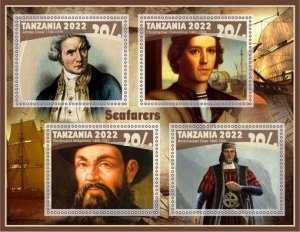 Stamps. Ships. Exploers. James Cook  2022 year 1+1 sheets perf  Tanzania