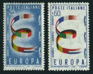 Italy 726-727,lightly hinged.Michel 992-993. EUROPE CEPT-1957.United Europe.