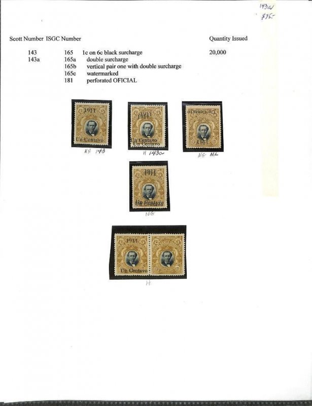GUATEMALA SCOTT #143 143a UNUSED & USED STAMP GROUPING (x8) (1911)