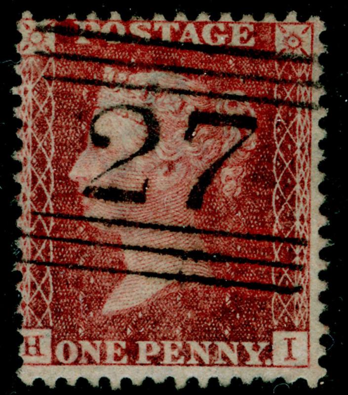 SG41, 1d dp rose-red, LC14, FINE USED. Cat £20. HI