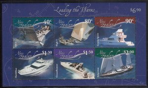 New Zealand 2002 MNH Sc #1824a Sheet of 6: Boats