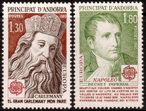 Andorra (French) #279-280  MNH - Europa Charlemagne Napoleon (1980)