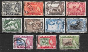 MALAYA PENANG SG44/54 1957 DEFINITIVE SET USED