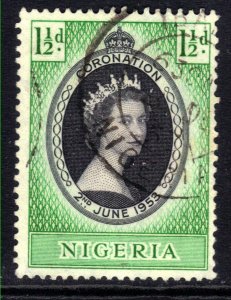 Nigeria 1953 QE2 1 1/2d Coronation used SG 68 ( D553 )