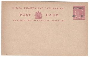 Kenya Uganda Tanganyika 1953 10c postal card ovpt Postage 15c HG14 fine unused