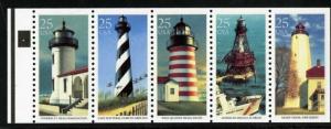 US Stamps # 2470-4a 25c Lighthouse Unfolded #4