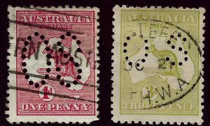 Australia SC#2 &5 Used Perfins F-VF...Grab a Bargain!