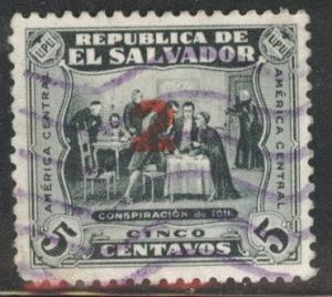 El Salvador Scott 530 Used 1934  overprint stamp