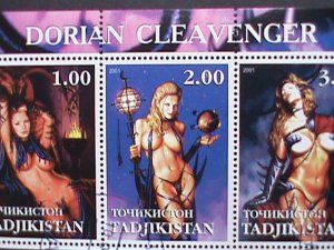 TAJIKISTAN STAMP:2001 FAMOUS NUDE PAINTING CTO-STAMP S/S SHEET-VERY FINE
