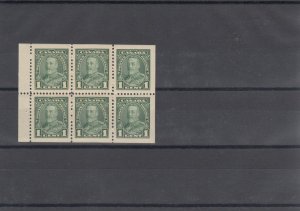 #217b booklet pane of 6 x 1c VF MH Canada mint George V  Cat $70