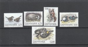 Denmark  Scott#  1012-1016  MNH  (1994 Wild Animals)