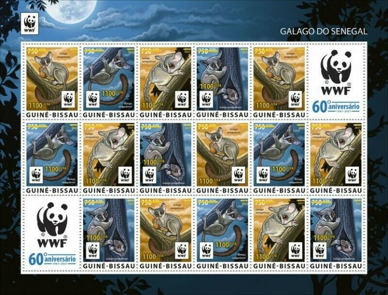 Guinea-Bissau - 2021 WWF 60 Years, Animal - 16 Stamp Sheet - GB210231i2