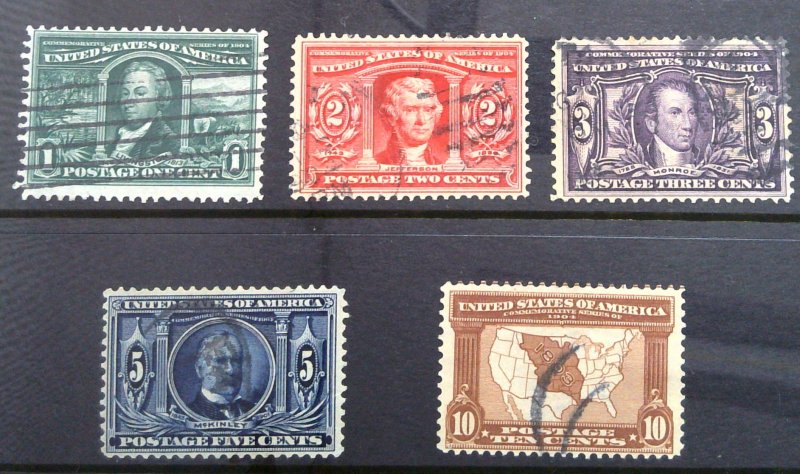 Scott #323-327 VF - Louisiana Purchase Expo - Used - 1904