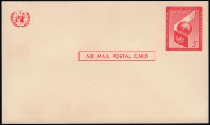 United Nations SC#UXC3 5¢ Air Mail Postal Card (1959) Unused