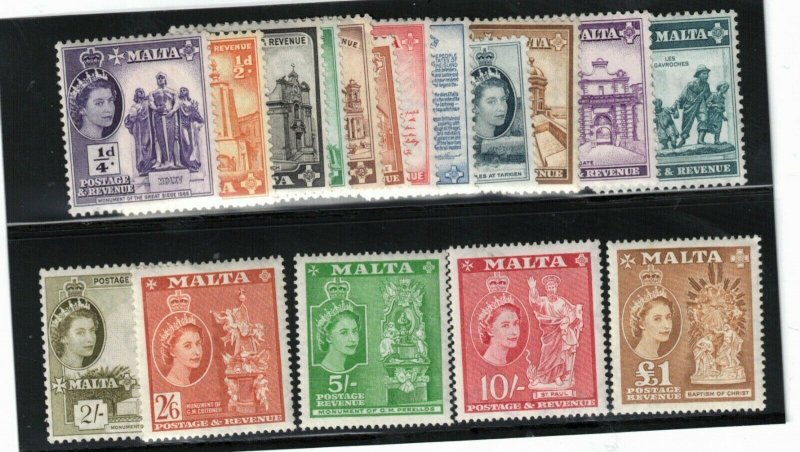 Malta #246 - #262 Very Fine Mint Set - Top Six Values Never Hinged Rest LH