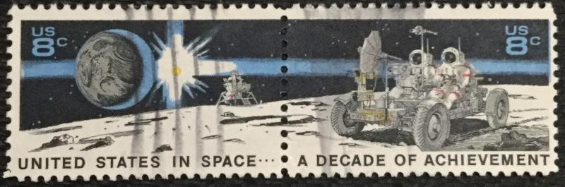 US #1434-1435 (1435b) Used Pair Space Achievement SCV $.45 L3