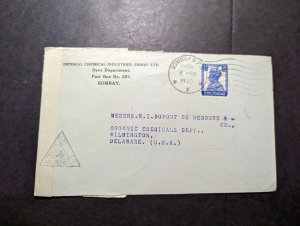 1942 India Cover Bombay GPO to Wilmington DE USA