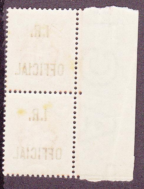 Great Britain # O11, Pair, Mint NH with slight stain on back