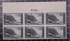 Scott 762 7 Cents Acadia Plate Block Of 6 Top P# 21335 NGAI SCV $30.00