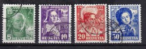 Switzerland -1936 -  PRO JUVENTUTE Semi Postal VF-used set # B81-B84