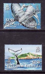 Pitcairn Is.-Sc#645-6- id12-unused NH set-Whales-Marine Life-2006-