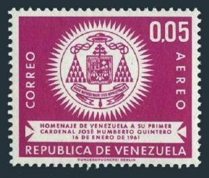 Venezuela C785 two stamps, MNH. Michel 1431. Arms of Cardinal Quintero, 1962.