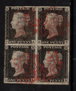 Great Britain #1 (SG Specialized #AS14k) Used Block Rarity **With Certificate**