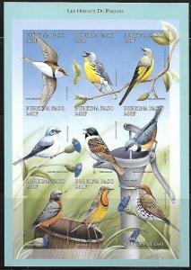 BURKINA FASO 1104 MNH IMPERF BIRDS SHEET 1998