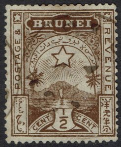 BRUNEI 1895 STAR AND LOCAL SCENE ½C USED